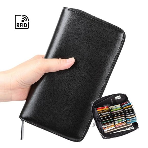 SPRING SPECIAL***UNISEX wallet / Split leather / BLACK / RFID protection - Picture 1 of 12